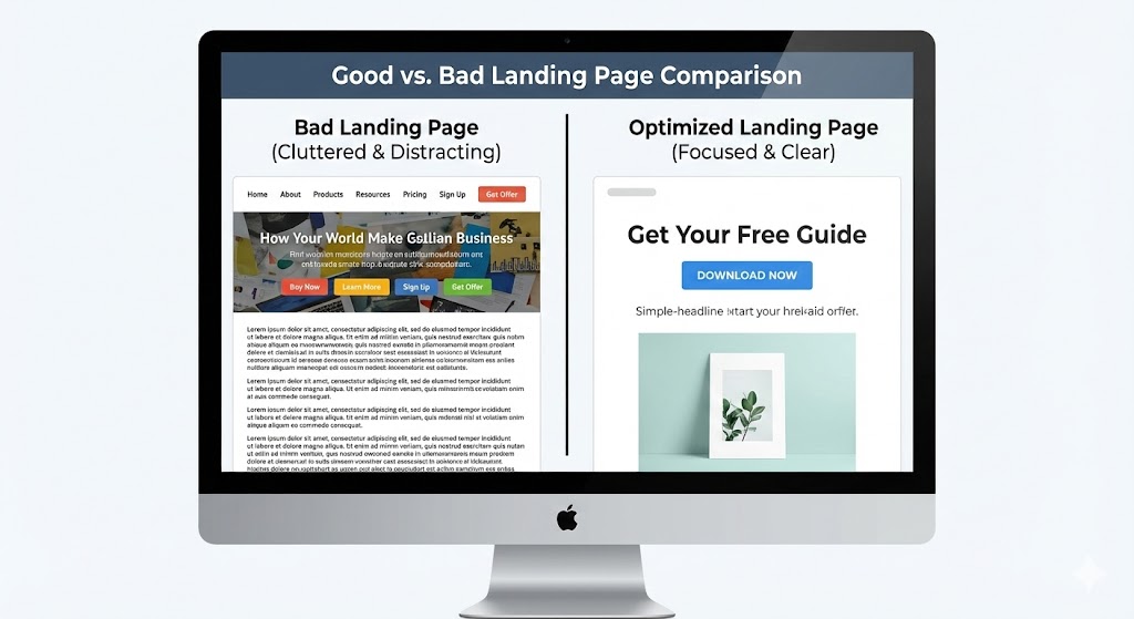 Good vs Bad Landing Page Comparison