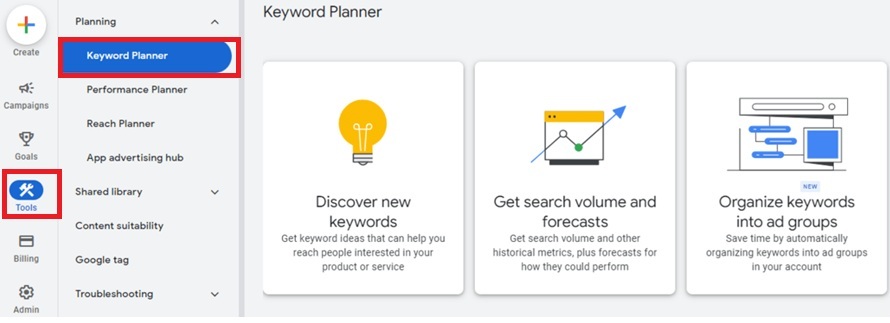 Set Up Google Ads and Open Keyword Planner