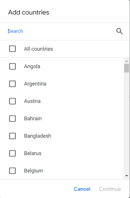 add countries in business info