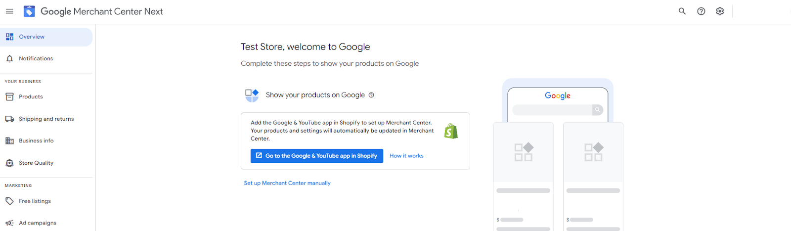 google merchant center next